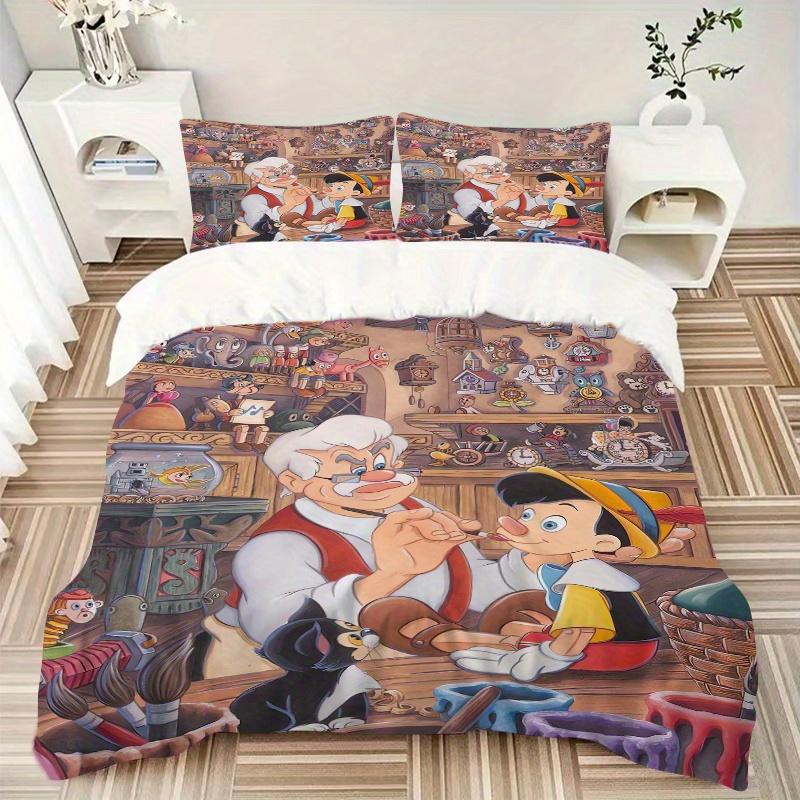 3pcs Pinocchio Printed Quilt Set Soft and Comfortable Quilt Cover for Bedroom, Guest Room S080