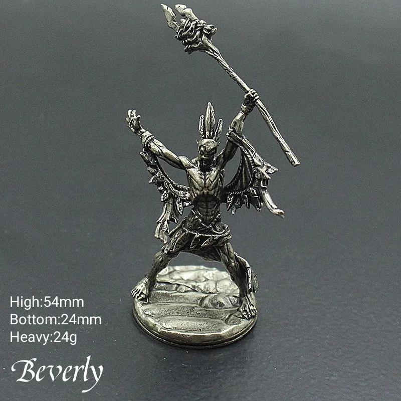 Vintage White Bronze Demon Race Soldier Statue Desktop Board Game Soldier Model Toys Desk Mini Decorative Ornament Crafts Gifts