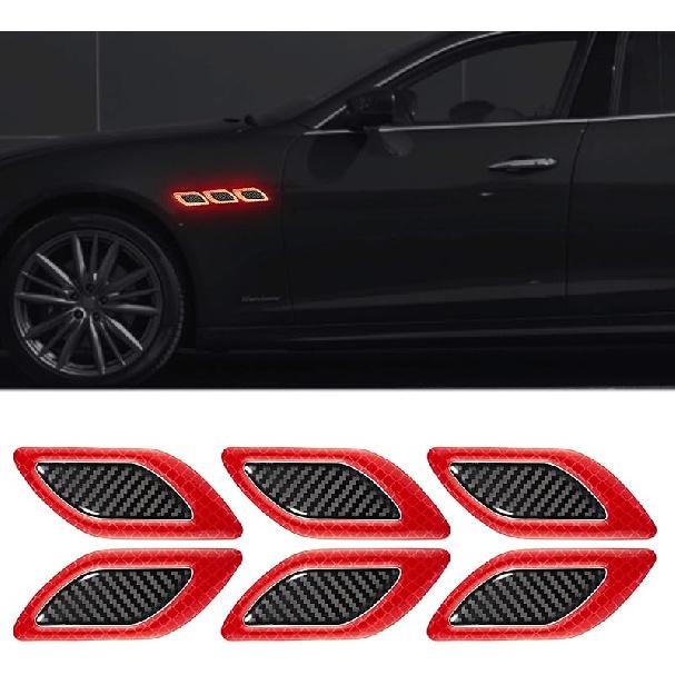 TOMALL 6Pcs 3D Strong Reflective Stripe Sticker for Car Fender Hood Bumper High-Intensity Night Visibility Reflective Decal Safety Warning Diamond