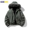 Haină de iarnă pentru bărbați Nouă Hip-hop Casual Parka pentru femei cu glugă Streetwear Guler larg din blană artificială de nurcă Haină groasă din bumbac pentru cuplu