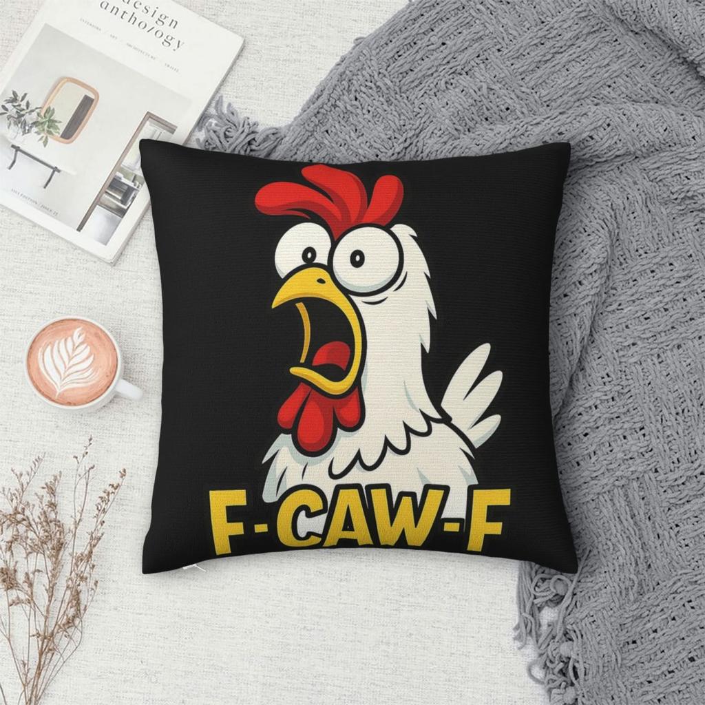 Funny F-Caw-F Chicken FCAWF Pillowcases Printed Cushion Cover Pillow Covers Living Room Decorations Zipper Multi Size