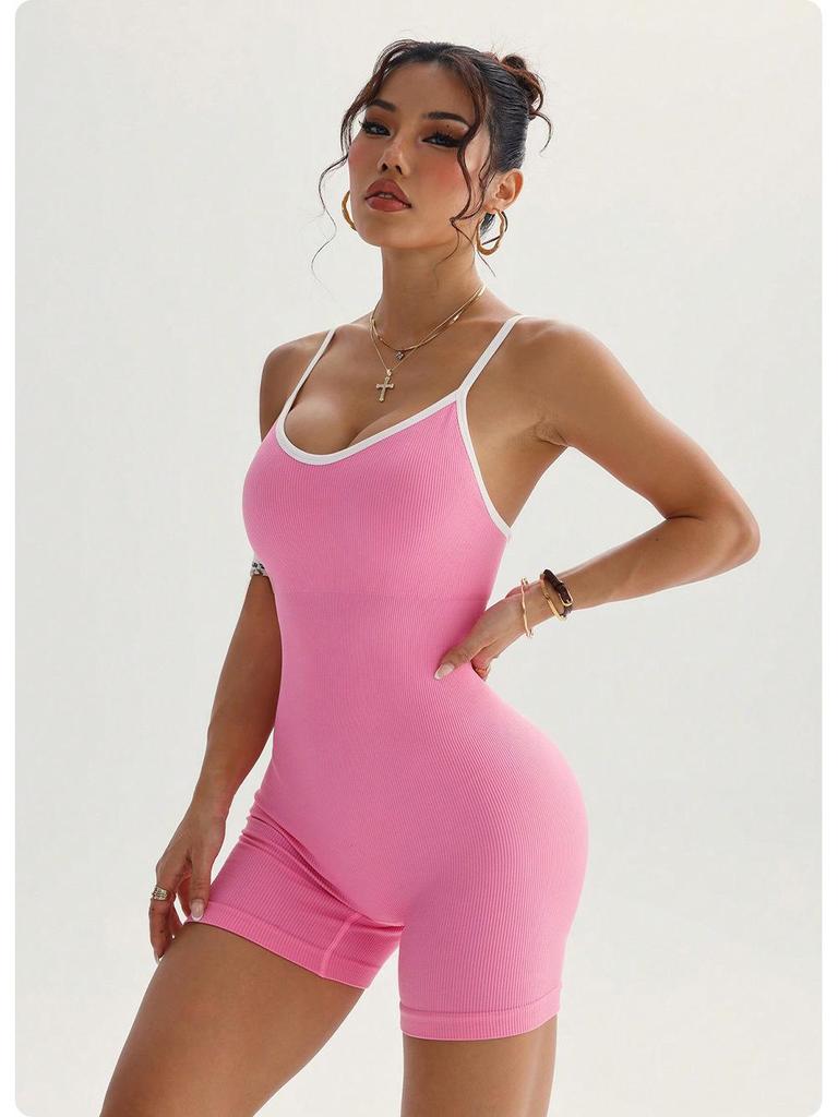 Ribbed Sleeveless Quick-Dry Yoga Bodysuit