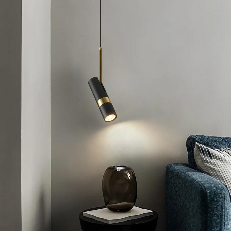 Nordic Minimalist Led Chandelier Adjustable Angle Spotlight Bedroom Reading Living room Chandeliers Decor Hanging Bedside Lights