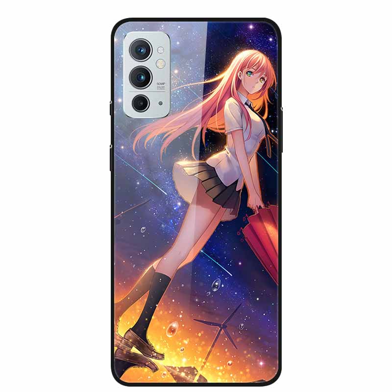 For Oneplus 9RT 5G Case Fashion Tempered Glass Hard Back Cover for Oneplus 9RT Phone Case Capa Bumper Funda OnePlus 9 1+ 9RT Oneplus 9RT красный