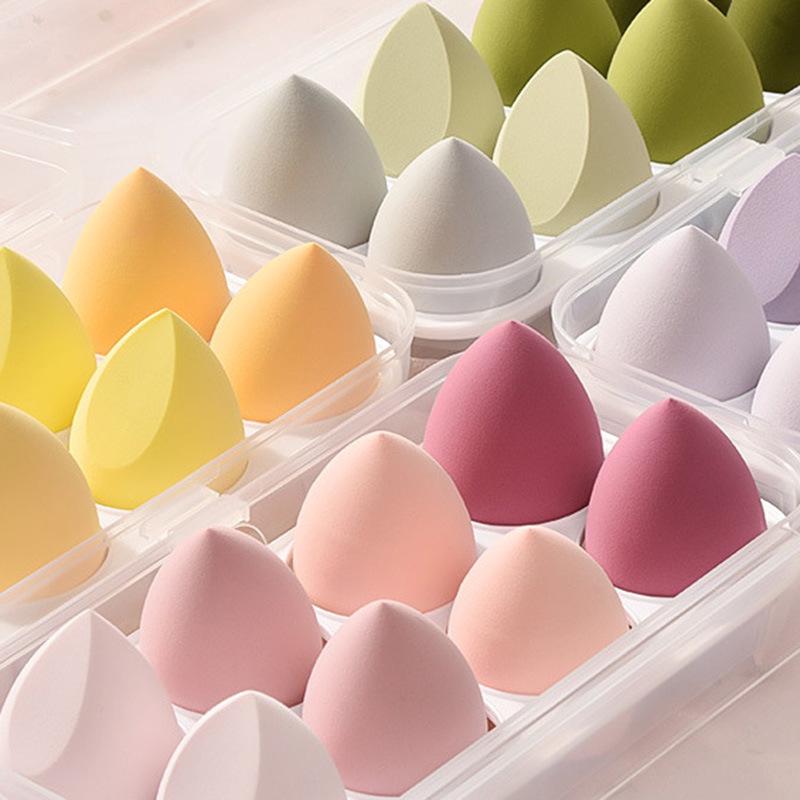 Gradient Makeup Sponge Set with 8-Compartment Storage Box - Beauty Tool for Foundation Application