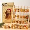 Acryl Hängende Ornamente 2026 Weihnachten Adventskalender Box mit 24 Hundeschmuck 2D Flach Langlebige Bastelanhänger Countdown Blindgeschenk für