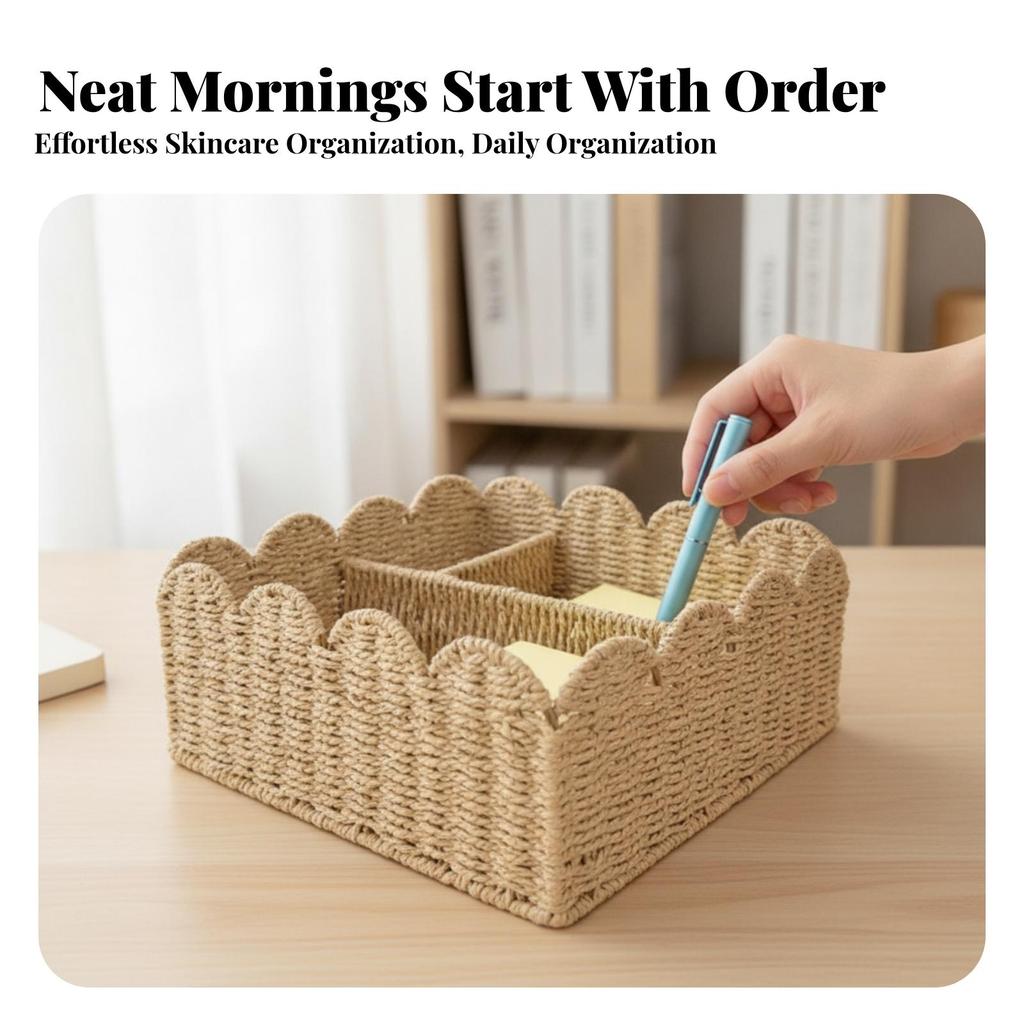 Divided Storage Basket Natural with Interior Organized for Shelf