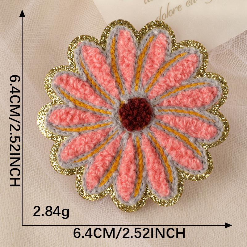 Chenille Heart & Flower Embroidery Patch with Adhesive Backing