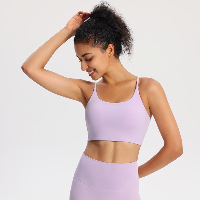 Nude Feel Shockproof Sports Bra with Sexy Straps and Removable Pads for Women – Fitness and Yoga Wear