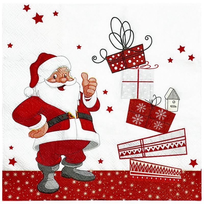 100 Pcs Festive Christmas Napkins Set - Santa Claus Design, Holiday Paper Napkins for Cocktail, Dinner, Party - Disposable, Fun for Xmas Celebrations