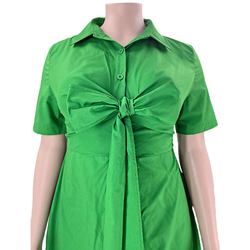 Dámský top poloviční kardigan s klopami v plné barvě nadměrné velikosti, stylové šaty s volánky na zavazování