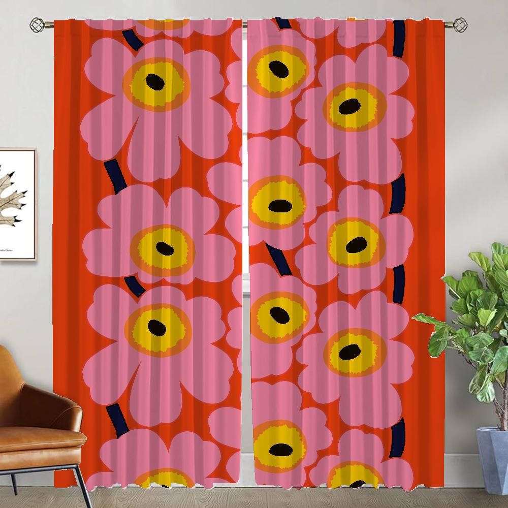 

Комплект из 2 шт., занавески в виде рождественской елки - дизайн с карманами на штанге, цифровая печать, занавески на окна для гостиной, спальни, кухни W50xH70cmx2pcs-CL