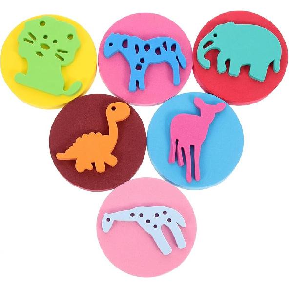 NUOBESTY Kids Painting Sponge 6Pcs EVA Paint Stamper Ocean Animal Pattern Sponge Painting Shapes Early Learning Finger Paint Sponge Craft Drawing