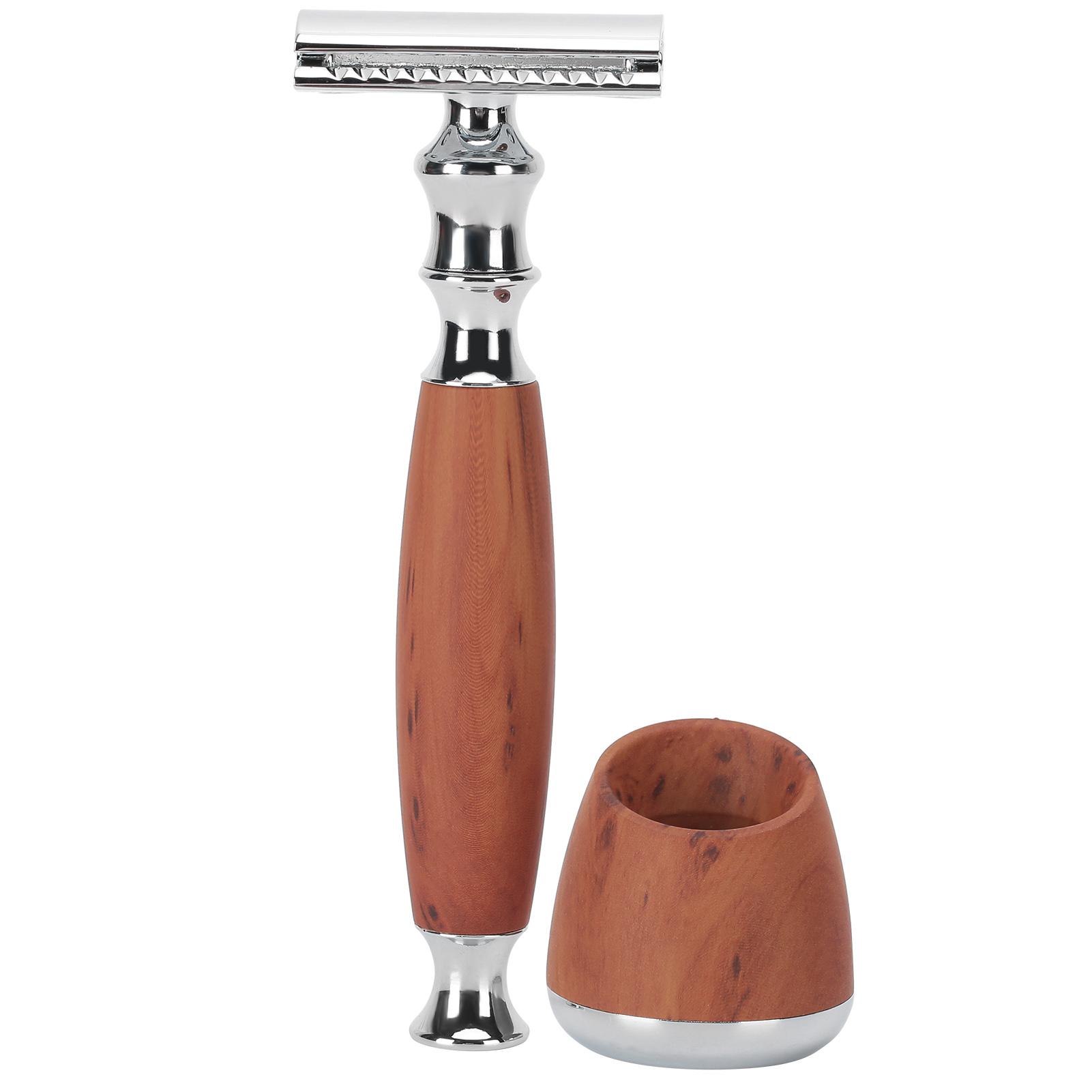 

Безопасная бритва с лезвием, классическая ручная безопасная бритва с двойным лезвием и деревянной ручкой для мужчин