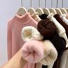 Tender Pink Semi-turtleneck Sweater Women's Winter Chic Fungus Edge Integrated Fleece Thickened Knitted Top with Bottoming Shirt