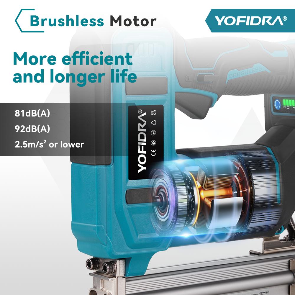 Yofidra Chiodatrice elettrica senza spazzole 30mm 2in1 Chiodatrice/Graffettatrice a batteria Chiodatrice per carpenteria Tacker Strumento per batteria Makita 18V Spilli