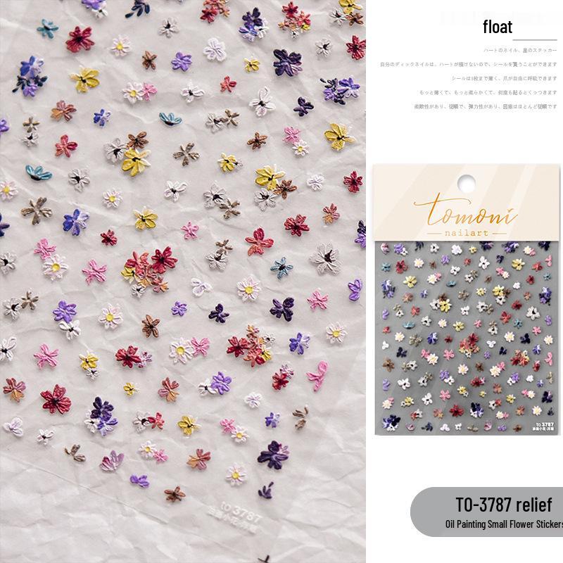 

2024 Spring Floral Embossed Daisy Nail Stickers - Petite Wildflower Petal Decoration