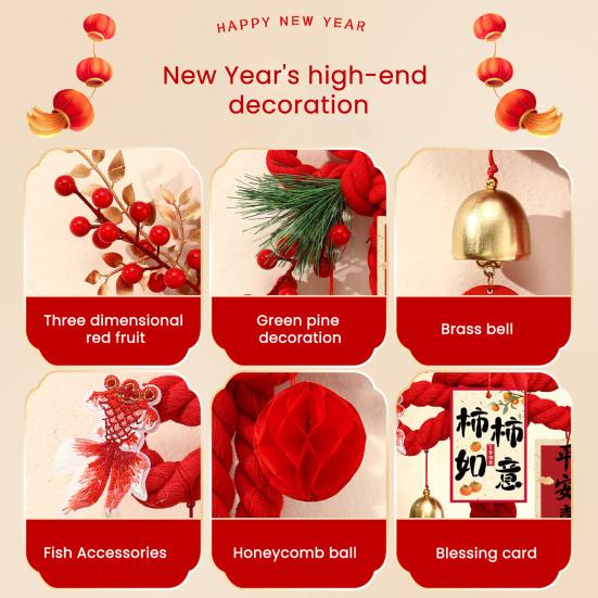 Chinese Wanzi Knot Decoration Red Knot Hanging Lucky Ornaments Door Handle Wall Pendant Feng Shui Good Luck Charm for Spring Festival Car Tree Decor
