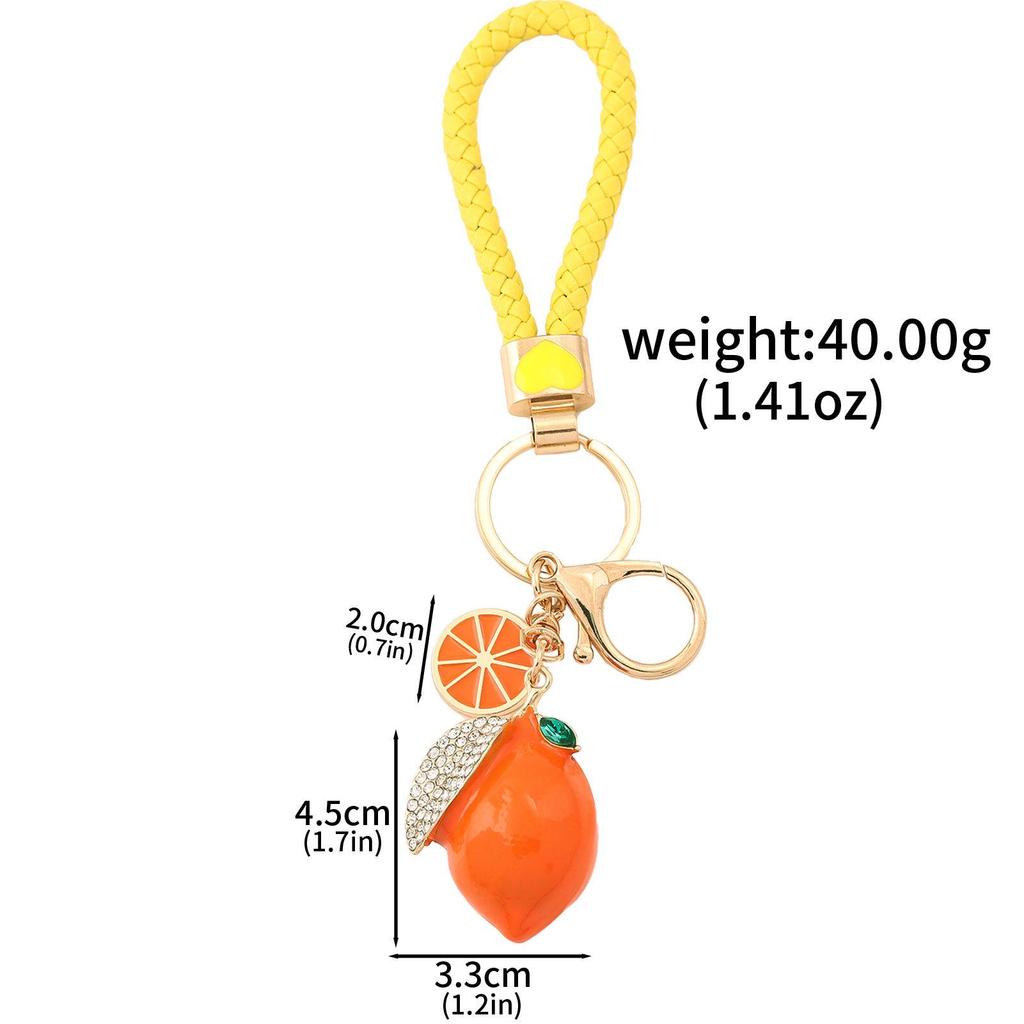 Xiyin Strass Emaille Frucht Schlüsselanhänger - Zitrone, Kirsche, Erdbeere Taschenanhänger Geschenk