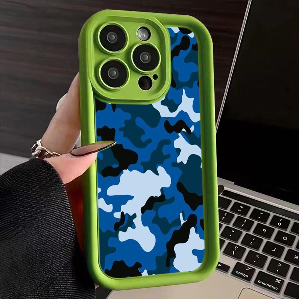 LZ6 Camouflage Camo Design Silicone Phone Case for iPhone 11 13 14 15 16 Pro Max 7 8 16 Plus 12 mini XS Max XR Shockproof Back Cover