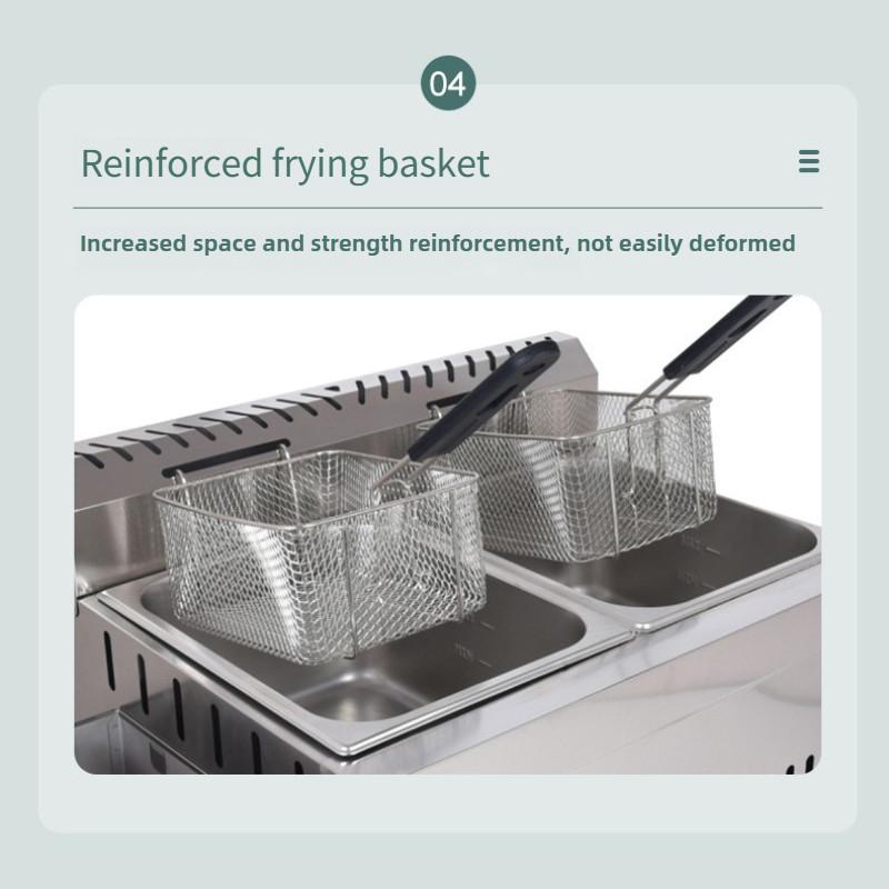 Large Capacity French Fryer Stall Fried Chicken Stove Commercial Gas Frying Machine Double Cylinder Deep Fryer