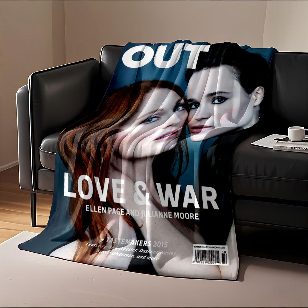 Two People Close Together with Contrasting Hair Colors On a Magazine Cover. for All Seasons Blanket Lunch Break Throw Gift