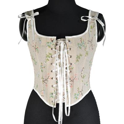 Vintage French Women Bustier Corset Sexy Lace Up Floral Print Push Up Corset Top Party Clubwear Bodice Y2k Corselet