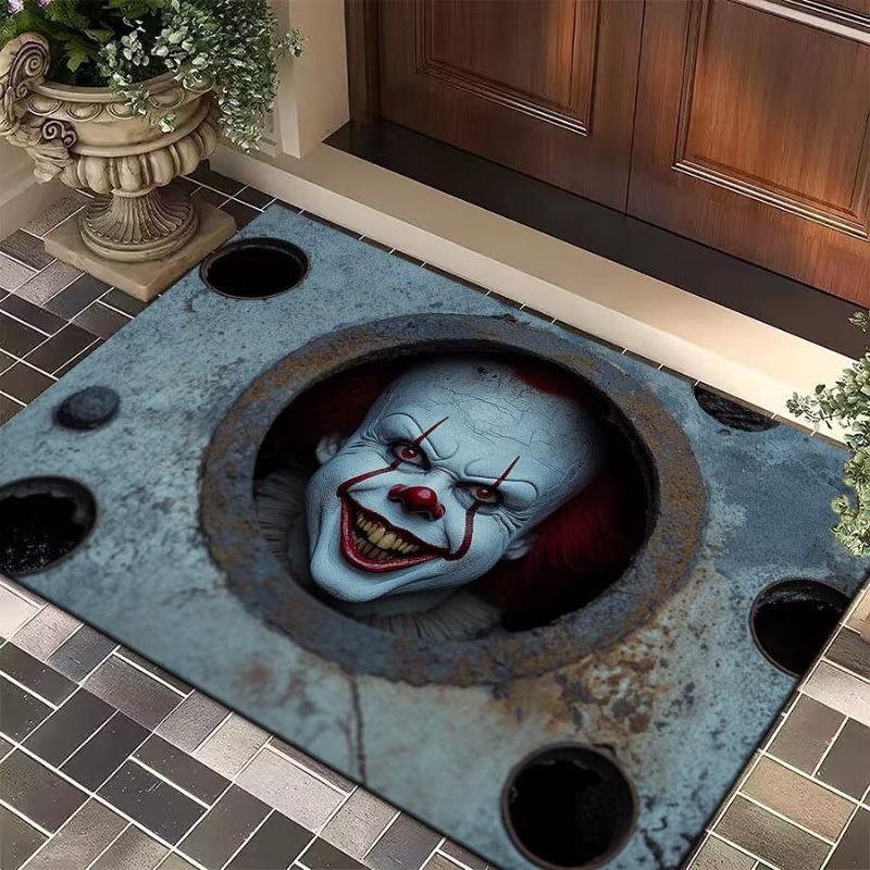 Halloween Děsivý Strašidelný Klaun 3D Iluze Rohožka Protiskluzová Hrůzostrašná Dekorace Vstupní Prahy Snadno Čistitelná Párty Domácí Dekorace