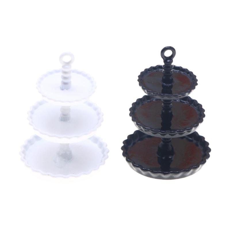 Mini Cake Stand For Dollhouses Simulation 3 Tiers Metal Design Lightweight Yet Stable Role Play Essential