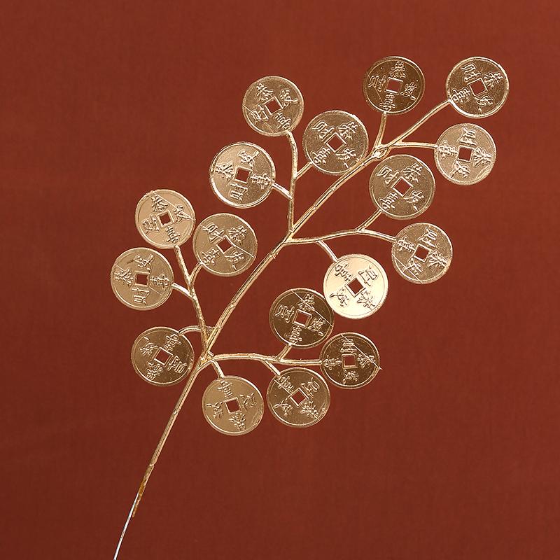 Golden Artificial Plants New Year 2025 Ornaments for Home Room Decor Navidad Christmas Decoration Fake Flowers Vase Accessories