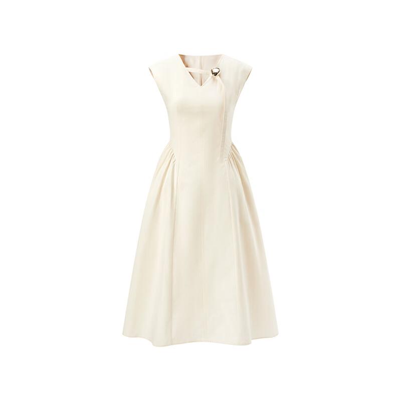 PEACEBIRD Women's V-Neck Sleeveless A-line Midi Dress