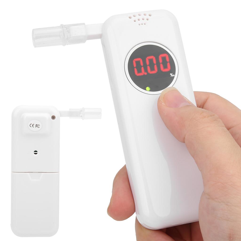 Digital Breath Tester LCD Display Breathalyzer Drunk Driving Analyzer Test Tool W Blow TubeWhite