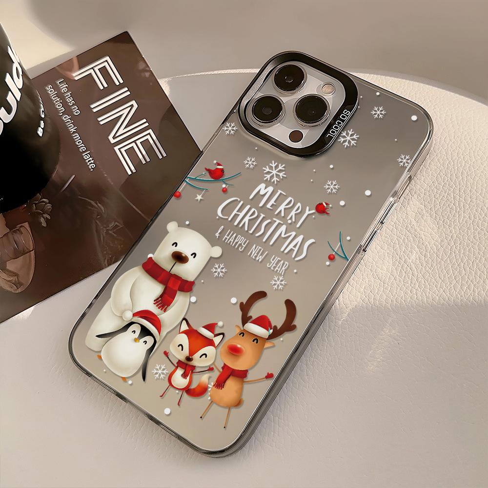 Christmas Bear Is Suitable for iPhone17ProMax Mobile Phone Protective Case Apple 15/14 Niche 16 Large Holes Simple