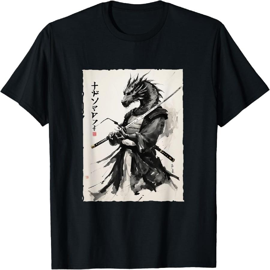 

Samurai Dragon Vintage Ukiyo-e Warrior Art Graphic Dragon Ar T-Shirt XXXXXL чорний