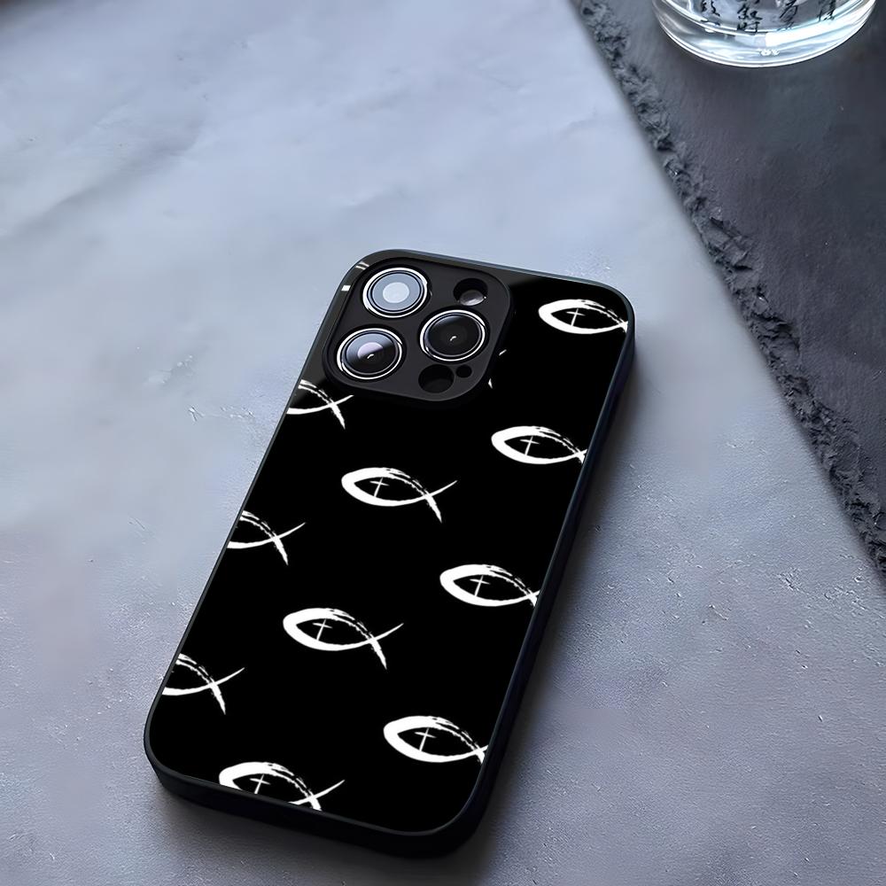 Fish Symbol Jesus Christ Christian Phone Case Tempered Glass For IPhone 17 13 14 16 12 15 11 Pro Max Plus Mini X XR SE2020 Coque