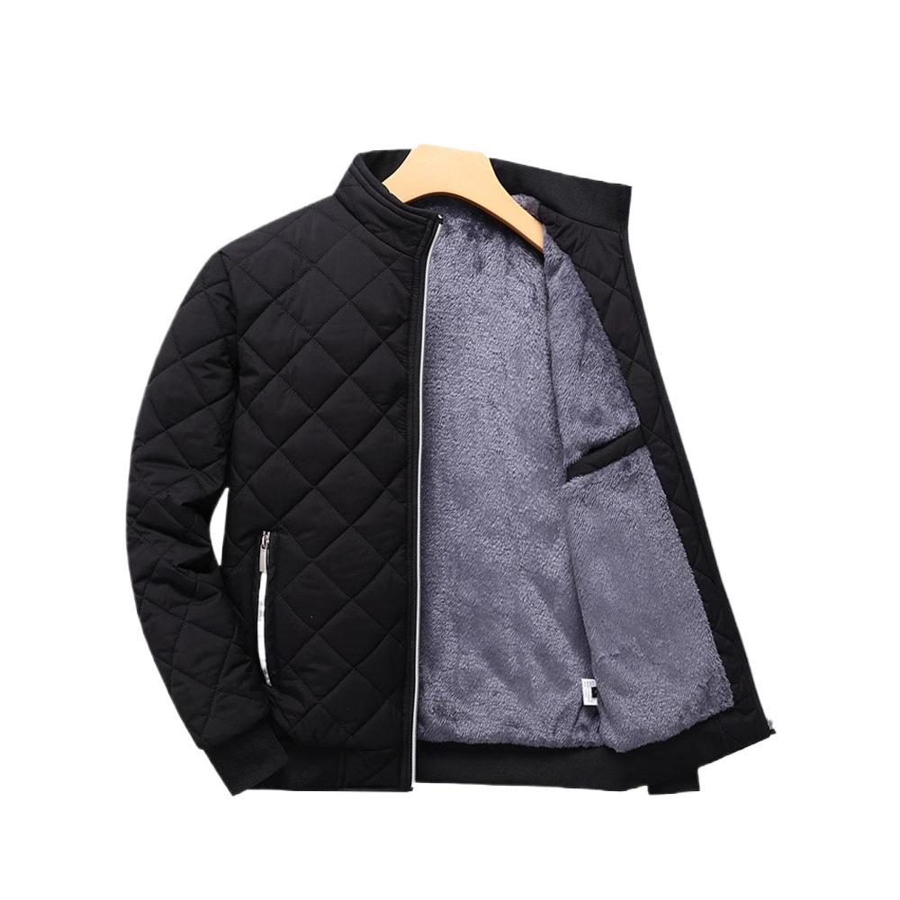 Men's Winter Thickened Velvet Jacket - Warm, Windproof, Stand Collar Coat