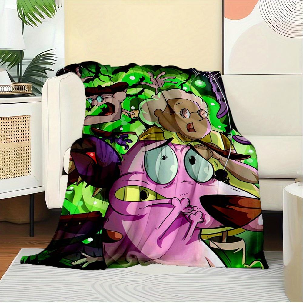 1 Stück Flanell-Kuscheldecke, Gruselig, Cartoon, Mutig, der feige Hund Muster Gedruckte Decke, Warm Gemütlich Weiche Decke für Couch Bett Sofa Auto Aus