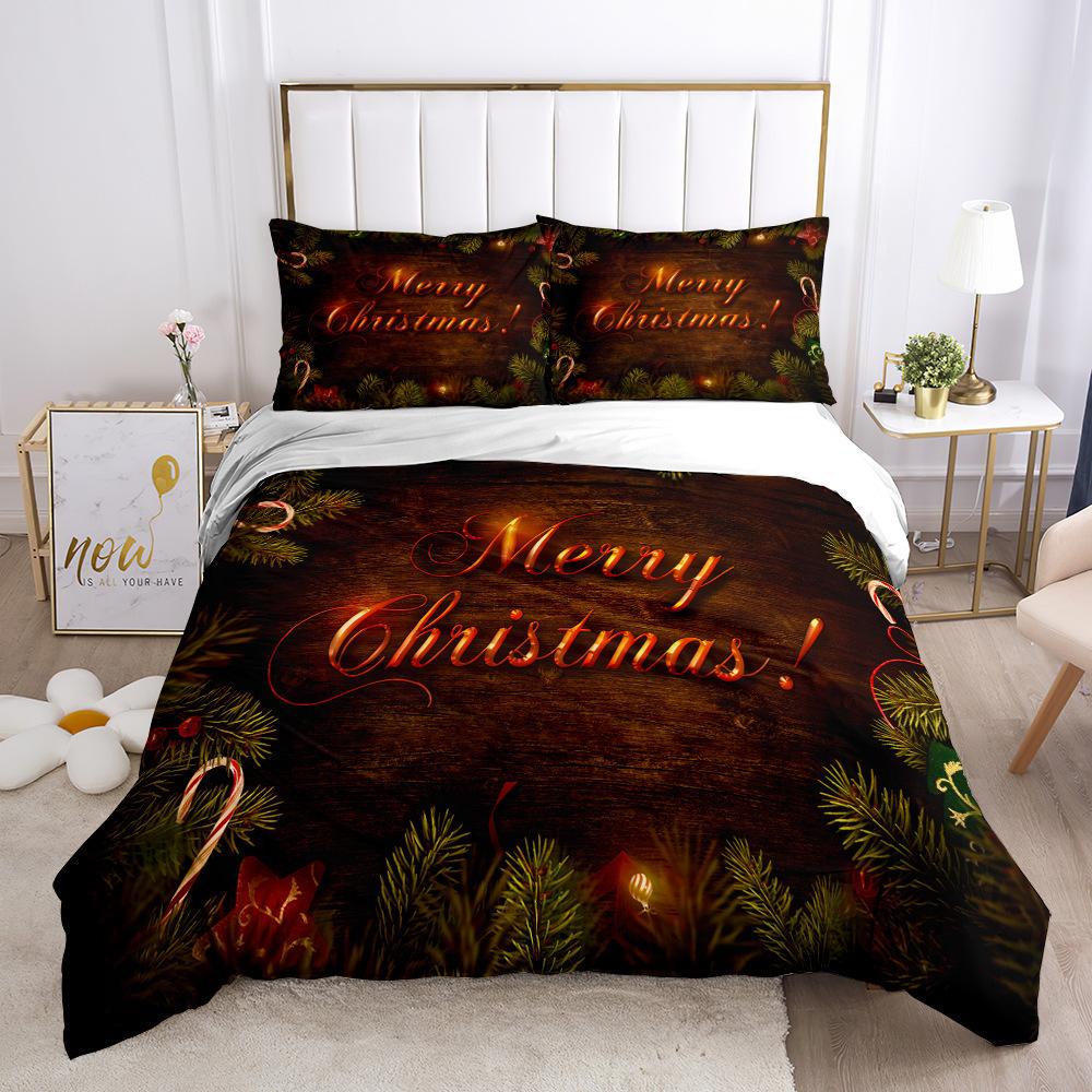 Digital Printing Three-Piece Christmas Series Quilt Cover Sheet Kit
