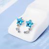 925 Sterling Silver Luxuy Star Zircon Earrings Blue Crystal Wedding Party Ear Stud  Jewelry Drop Shipping S-E767