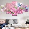 Canvas Painting 5 Panel Purple Flower Butterflies Landscape Canvas Wall Art Home Decor For Living Room Wall Picture No Frame