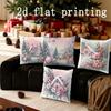 Short Plush Material Pillowcasehome Decor Christmas Village & Floral Patterned Pillow Covers Pattern Cushion Cover Suitable For