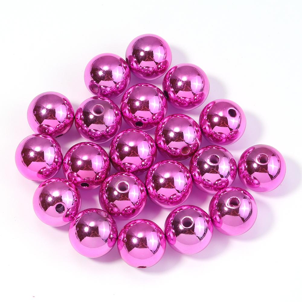 20pcs/lot UV Acrylic Beads Christmas Acrylic Beads Round Loose Spacer Beads For Jewelry Making DIY Bracelet Necklace Accessories