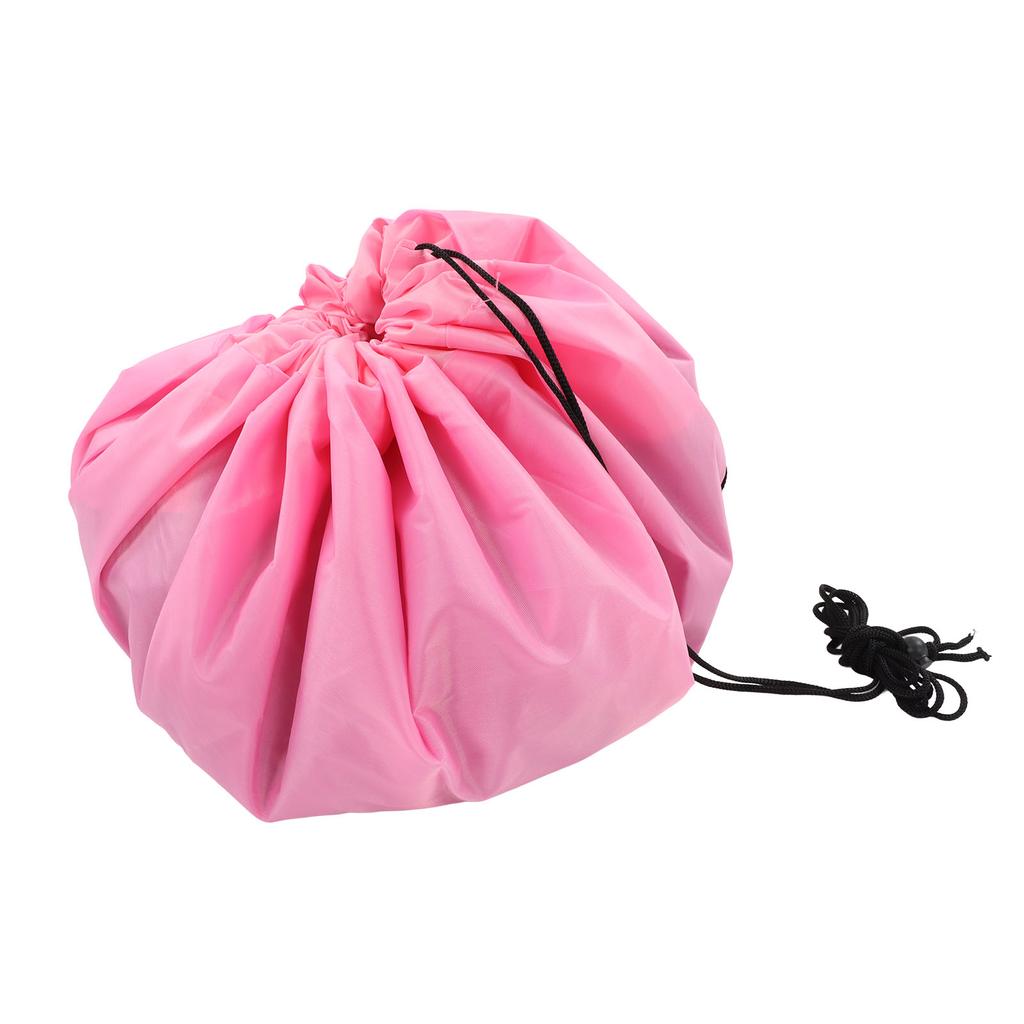 Toy Mat Storage Bag Polyester Waterproof Large Capacity Tear Resistant Multifunctional Drawstring Toy Storage Organizer Pink