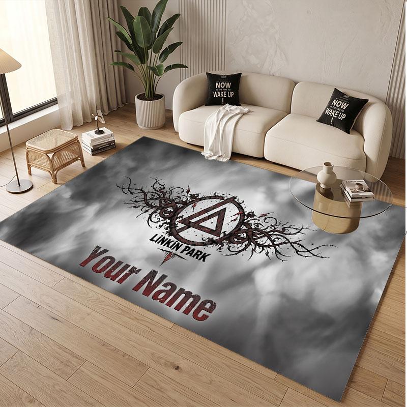 Custom Rug Linkin Park Pattern Print Name Text Soft Non‑Slip Floor Carpet for Home Indoor Decoration