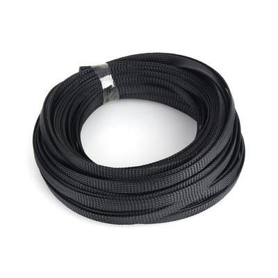 Schwarz 10mm Dehnbares Geflochtenes PET-Schrumpfschlauch Kabel Hohe Dichte 10m