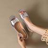 Fashion Silver Fish Mouth Sandals Women's Summer New Open-toed Empty Flat Shoes Foreign Style Flat Heel Soft Sole Single Shoes Explosion