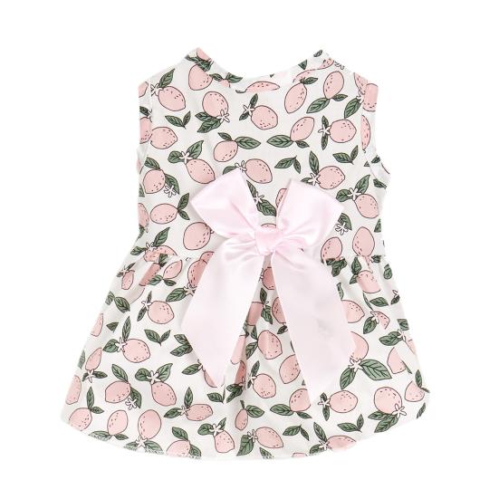 

Платье для домашних животных, декор с бантом, пуловер, высокая эластичность, дышащий, с принтом лимона, без рукавов, для щенков M розовый