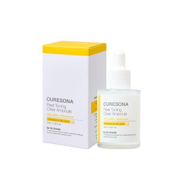 [от Dr.Oracle] CURESONA Radiance Glow/ O2 Успокаивающий Восстанавливающий/ Реальная Тонизирующая Осветляющая Ампула 40мл / Увлажняющая, Корейская Косметика, Kbeauty Real Toning Clear Ampoule