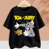 T-shirt for Children Cartoon Partern Tee Top Round Collar Clothing Black White