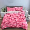 Pink Dachshund Camo Pattern Bedding Duvet Cover Set Duvet Cover Pillowcases  (1*Duvet Cover 2*Pillowcases, Without Duvet Insert)